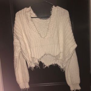 Wildfox cropped fringe sweater